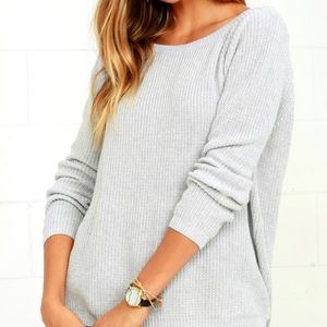 Lulus “Just For You Light Grey Backless Sweater” size small